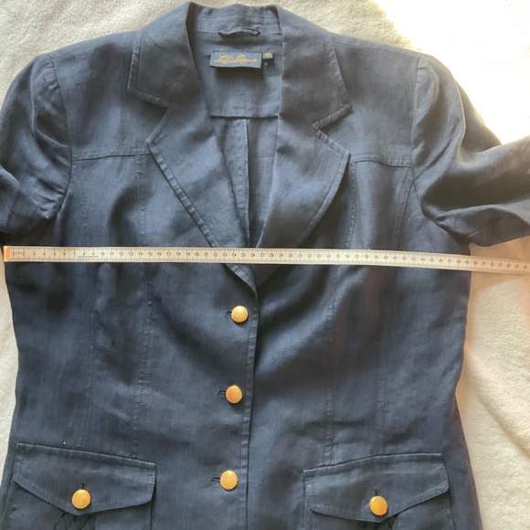 Luisa Spagnoli short sleeve linen top, blue, medium - Picture 7 of 11